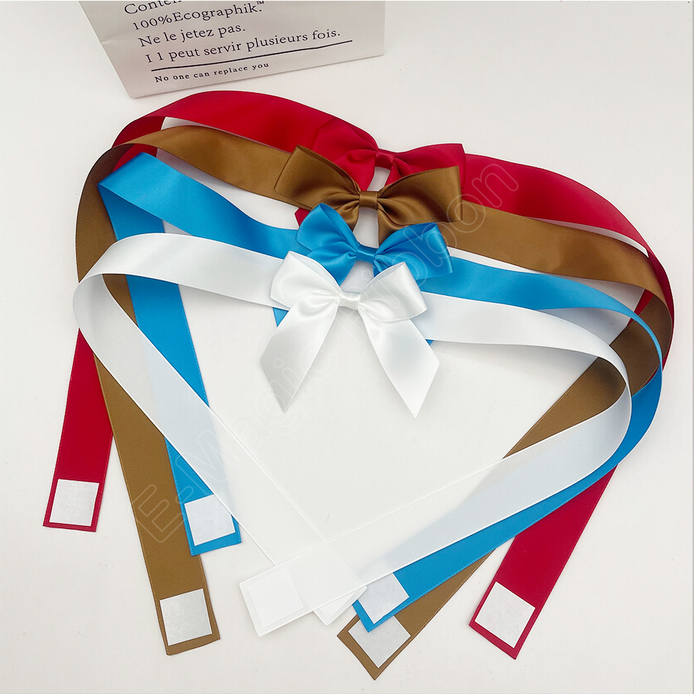 E-magic Hot Sale Custom Satin Ribbon Elastic Bow Double Faced Adhesive Tape Polyester Gift Ribbon for Gift Boxes Packaging