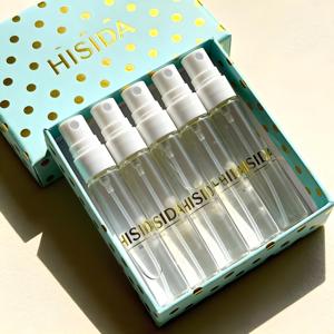 ขวดน้ำหอมแบบเติมได้ขนาดเล็ก 2 มล. 3 มล. พร้อมกล่องของขวัญลายทางสีชมพู ชุดน้ำหอมพกพาสำหรับเดินทาง ขายส่ง - Product Image 4