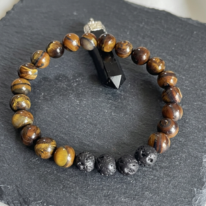 Perles en pierre œil de tigre faites à la main en gros, perles de lave sculptées, élastiques, en pierres précieuses, protectrices, spirituelles, pour Thanksgiving et Noël - Product Image 1