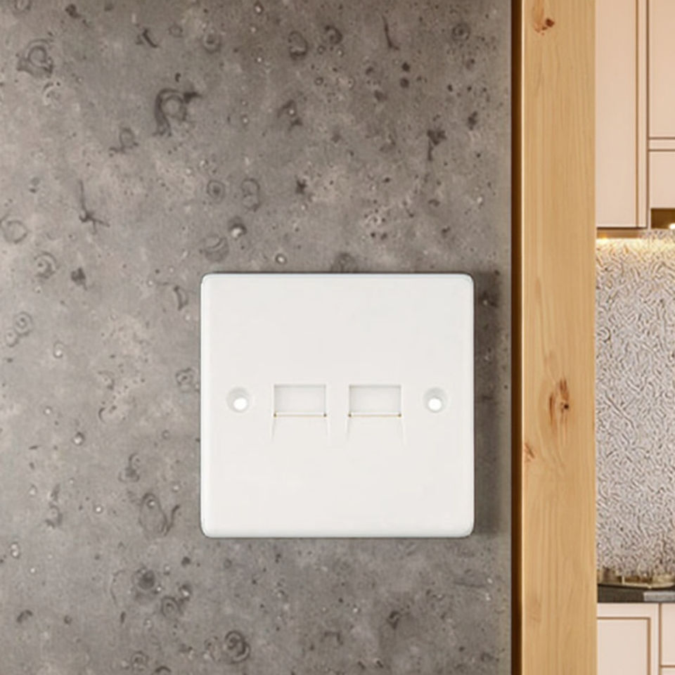 VNX Factory 86*86mm White Color Double Telephone Sockets Bakelite Material for Smart Home