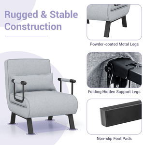 Sillón Sofá Plegable Convertible en Cama, Reclinable, Sillón Individual para Descanso, con Cojines para Oficina y Sala de Estar - Product Image 6