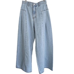 Jean plissé taille haute en denim pour femme, nouvelle collection automne, coupe ample décontractée, jambe large, longueur ras du sol - Product Image 5