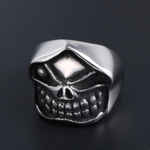 Skull <b>Titanium</b> Steel <b>Ring</b> Men's Punk Jewelry SA232 Index Finger Fashion <b>Ring</b> Retro Skeleton Design Metal Geometric Style - Product Image 2