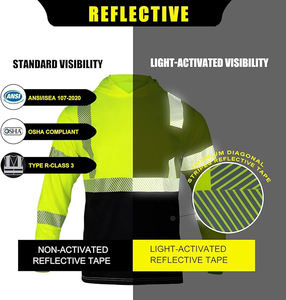 Individuell Gestaltbares Fluoreszierendes Klasse 3 Langarm-Arbeitshemd, Reflektierendes Sicherheitshemd mit Kapuze und Logo - Product Image 6