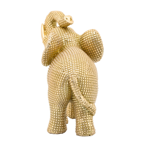 Statuetta Decorativa di Elefante in Resina con Finitura Dorata, Ornamento da Scrivania per Casa e Ufficio, Scultura per Soggiorno e Mensole - Product Image 4