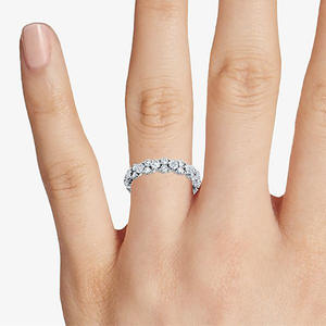 Anello con Diamante Q089 in Oro Bianco, Taglio Brillante Rotondo, Colore G Naturale, Fede Nuziale Classica da Donna - Product Image 6