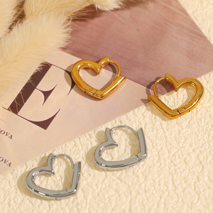 Pendientes de Botón en Forma de Corazón, Aleación de Zinc Dorada y Plateada EH801, Joyería de Moda para Mujer - Product Image 3