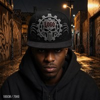 Casquette Snapback à visière plate, brodée, 5 panneaux, style Trucker, avec face avant en mousse et filet, style West Coast Gothic Chicano Urban Streetwear, en gros