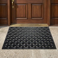 Tapis d'escalier en caoutchouc 40x70cm, 1cm d'épaisseur, motif tressé, écologique, durable, antidérapant, noir, sécurité, lavable