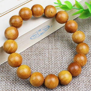 สร้อยข้อมือลูกปัดไม้จันทน์เหลืองหลิงกูซี 12 มม. แบบเส้นเดียว สำหรับทั้งชายและหญิง เครื่องประดับพิธีกรรมทางศาสนา ของสะสม ของขวัญ - Product Image 3