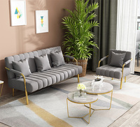Canapé de salon en tissu, vente chaude, ensemble de canapés de loisirs, fauteuil en tissu doré, salon, salon de beauté, canapé 1+2+3 places