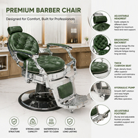 Kursi Barber Hidrolik Vintage Mewah, Kursi Pangkas Rambut Reclining, Rangka Aluminium, Perlengkapan Salon, Peralatan Potong Rambut untuk Pria