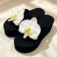 Chaussures décontractées pour femmes avec logo personnalisé, confortables, en EVA, à plateforme compensée, avec grande décoration orchidée