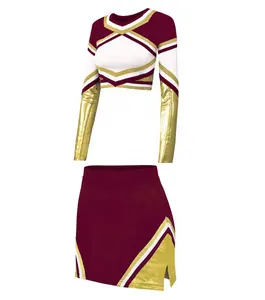 Top Maat Volledige Mouw Crop Top Body Fit Cheerleader Uniform Vrouwen Cheerleading Sublimatie Uniform Dansen Cheerleader