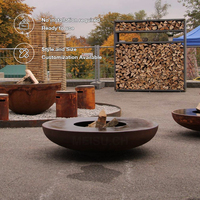 MEISU.CH Brasero d'intérieur et d'extérieur autoportant rond, foyer à bois/gaz naturel/alcool