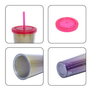 2026 Luxury Iridescent Sequin Glitter Straw <b>Cup</b> Wholesale Custom Logo Double Wall <b>Reusable</b> Plastic Tumbler Holographic Water Bot - Product Image 6