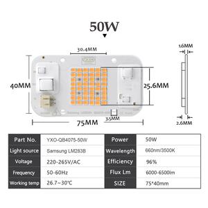 Bảng Đèn <span class=keywords><strong>Led</strong></span> <span class=keywords><strong>Cob</strong></span> Tùy Chỉnh Tự Làm Chip <span class=keywords><strong>Led</strong></span> <span class=keywords><strong>COB</strong></span> Ac 50W Chip <span class=keywords><strong>Led</strong></span> <span class=keywords><strong>Cob</strong></span> Toàn Phổ 50W LM283B - Product Image 5