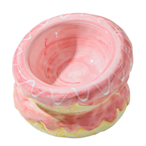 Comederos Elevados de Cerámica para Gatos, Pintados a Mano con Diseño de Donut, Plato Antivómito para Gatitos, Tazón de Agua para Cachorros - Product Image 1