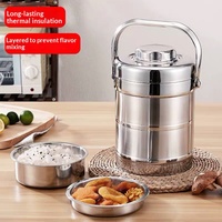 AHLE1160/Boîte alimentaire isotherme en acier inoxydable, design moderne et minimaliste, grande capacité, portable, compartimentée, multi-niveaux, type bento