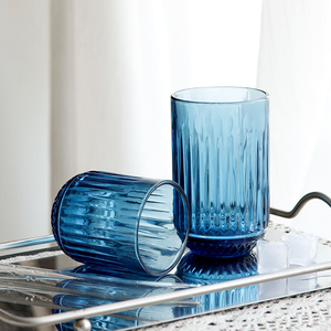 Verre à boire en verre cannelé coloré, base épaisse antidérapante, verre rétro cannelé pour jus, eau, whisky - Product Image 5
