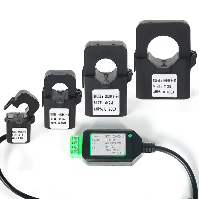Split Core Current Sensor QNDBK3-10 Ac 5A 10A 20A 50A 100A RS485 4-20mA Dc Clamp Ct Current Transformer Transducer Modbus