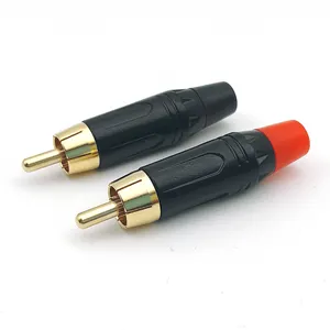 Conector de tomada de som RCA macho para soldagem reta banhado a ouro 5,5 mm Conector de tomada de alto-falante