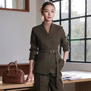 Women's Collarless Blazer Full Sleeve Worsted Anti-Wrinkle Business Commute Spring Workwear GDD1668 - Product Image 4