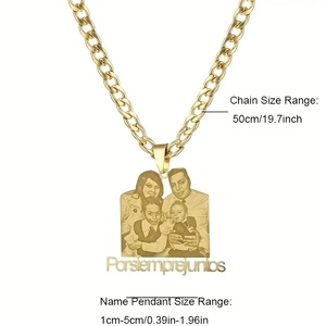 Collana <span class=keywords><strong>con</strong></span> ciondolo portafoto personalizzato SQ1, elegante <span class=keywords><strong>catena</strong></span> cubana in acciaio inossidabile <span class=keywords><strong>con</strong></span> <span class=keywords><strong>medaglione</strong></span> <span class=keywords><strong>con</strong></span> ritratto autentico. - Product Image 6