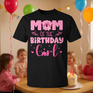 Camiseta rosa con lazo coqueta para mamá de la niña de cumpleaños - Product Image 3