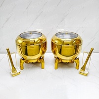 Dubai Hotel Restaurant Supply 11 Liter hydraulischer Suppen wärmer Eimer Topf Servier geschirr Buffet Catering Gold Chafing Dish
