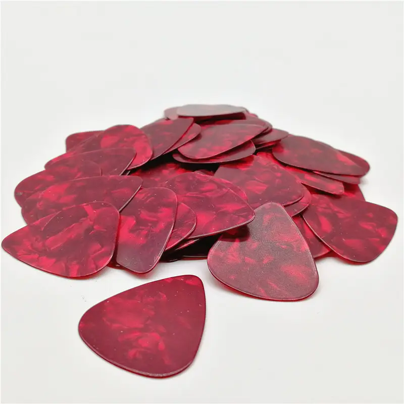 Customize Brand Logo Guitar Pick Printing Pearl Red Guitar Pick Maker Blank Guitar Plectrum 0.71mm Thin Gauge