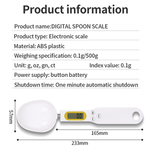 เครื่องชั่งอิเล็กทรอนิกส์แบบช้อน รุ่น Scale-003 ความละเอียดสูง ชั่งได้ 500 กรัม/0.1 กรัม เครื่องชั่งครัว - Product Image 3