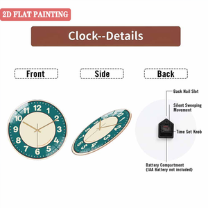 <span class=keywords><strong>Horloge</strong></span> murale de luxe silencieuse à piles, en verre avec impression UV, style Art Déco, en marbre, personnalisée par l'usine source, pour mariage - Product Image 4