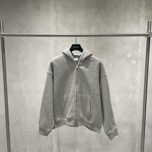 Vente en gros de sweats à capuche zippés 345 g/m² avec logo personnalisé, coupe oversize, broderie en relief, doublure polaire, 100 % coton, hiver, épaules tombantes - Product Image 1
