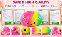 Squishy géant arc-en-ciel de 25 cm en forme de boulette vapeur, jouet sensoriel anti-stress avec cuiseur vapeur
