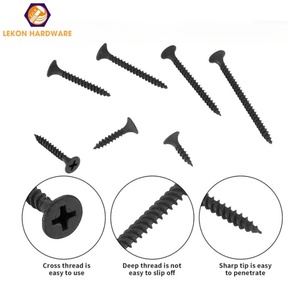 Tornillo autorroscante Phillips negro para paneles de yeso, cabeza de trompeta, fosfatado negro, rosca fina/grosa - Product Image 4