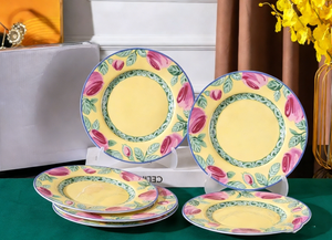 Hot Selling American Retro <b>Floral</b> Ceramic Plates, 6 Pieces in a <b>Box</b>, 22cm, for Gifts and Weddings - Product Image 3