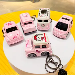 New creative cartoon pull-back vehicle keychain children toy funny cars key rings