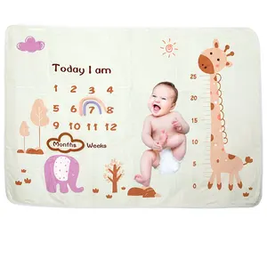60" * 40" Newborn Baby Monthly Growth Photo Milestone Blanket 152 X 102cm Photography Prop Baby Girl Fleece Blanket