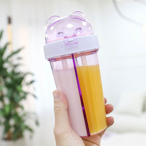 <span class=keywords><strong>Design</strong></span> <span class=keywords><strong>creativo</strong></span> una bottiglia per due parti bottiglia per bevande in plastica divisore portatile per bambini usato comodamente - Product Image 2