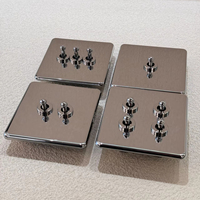 Interruptor de palanca moderno de 86 mm para pared, 1/2 GANG, panel de acero inoxidable, cromo espejo plateado, estándar del Reino Unido, 10A, con toma USB tipo C