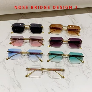 Dernières tendances en matière de lunettes de soleil de luxe italiennes pour hommes et femmes, avec bordure diamantée, sans monture, carrées, dégradées, verres UV400, pour la conduite - Product Image 4