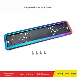 Cadre de plaque d'immatriculation, fabrication directe usine, norme européenne, support de plaque d'immatriculation en acier inoxydable bleu arc-en-ciel. - Product Image 5