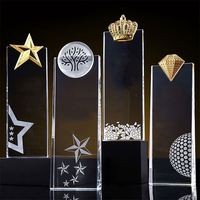 Microphone en verre en métal en gros bon marché Awards Crystal Music Trophy For Music Events