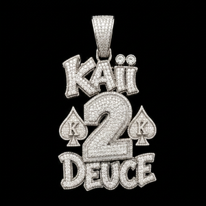 จี้ห้อยคอ Kai 2 Deuce สำหรับผู้ชาย สไตล์ฮิปฮอป ประดับเพชรโมอิสซาไนต์ ชุบโรเดียม ดีไซน์รูปทรงจอบ หรูหรา ประดับเพชรเต็มชิ้น แฟชั่นทันสมัย - Product Image 1