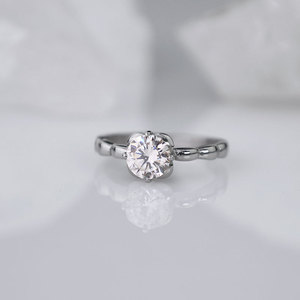 <b>Crystal</b> <b>Ring</b> Bezel Setting Round Zircon Unisex Engagement Jewelry Geometric Design - Product Image 4