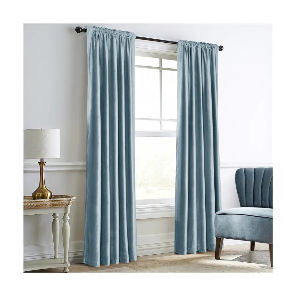 Wholesale Ready Made Quality Curtins Polyester Fabric Netherlands Velvet Blackout window Curtains