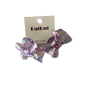 Élastique à cheveux pour enfants en acrylique transparent et mignon en forme de nœud, points laser colorés pour queue de cheval de filles - Product Image 5