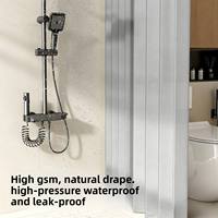 Rideau de douche pliable personnalisé 3/4/5 volets en tissu polyester imperméable, sans perçage, réglable pour salle de bain, camping-car, hôtel, cloison de séparation
