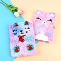Carnets de dessin animé ours mignon en peluche avec serrure cahier en peluche étudiant A5 journal fille livre cadeau pour les enfants